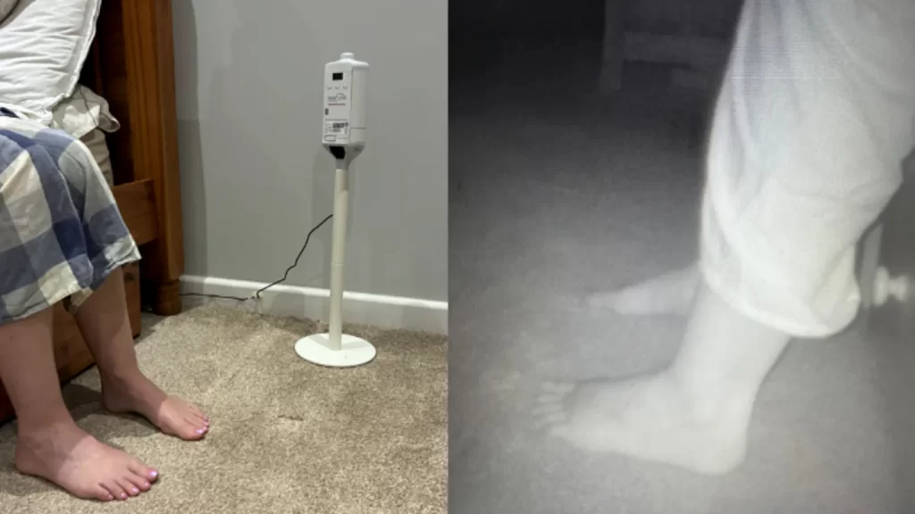 Scanner IA de Heartfelt Technologies mesurant les pieds d'une personne à domicile.