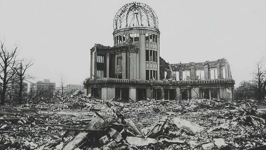 Dôme de Hiroshima en ruines après la bombe atomique.