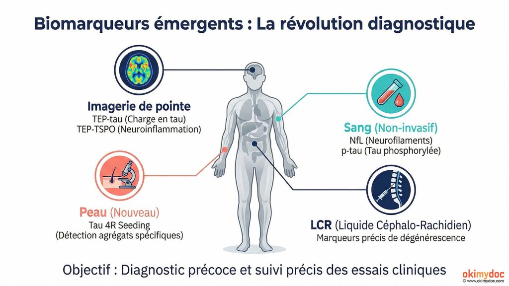 Illustration des biomarqueurs émergents pour le diagnostic de la PSP.