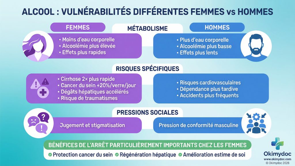 Comparaison des vulnérabilités liées à l'alcool entre femmes et hommes.