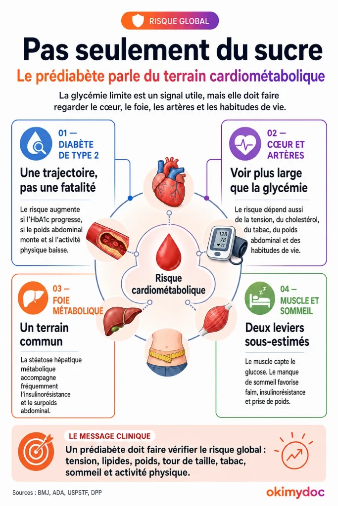 Infographie sur le prédiabète et le risque cardiométabolique.