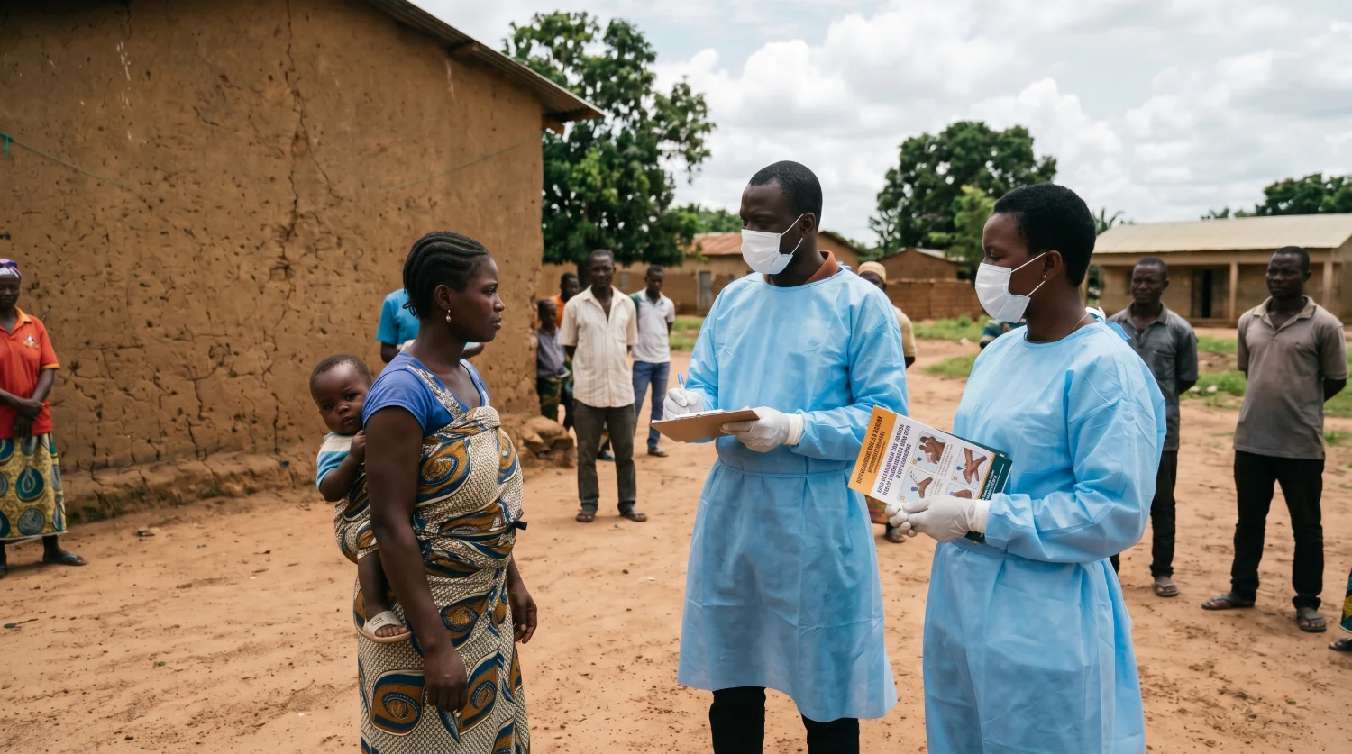 Sensibilisation au virus Ebola par des professionnels de santé portant des équipements de protection
